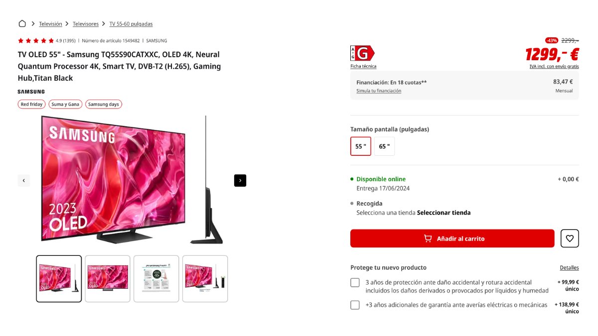 Televisión OLED de Samsung rebajada en MediaMarkt