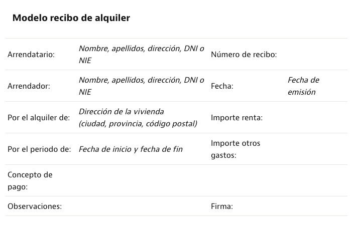 modelo recibo de alquiler