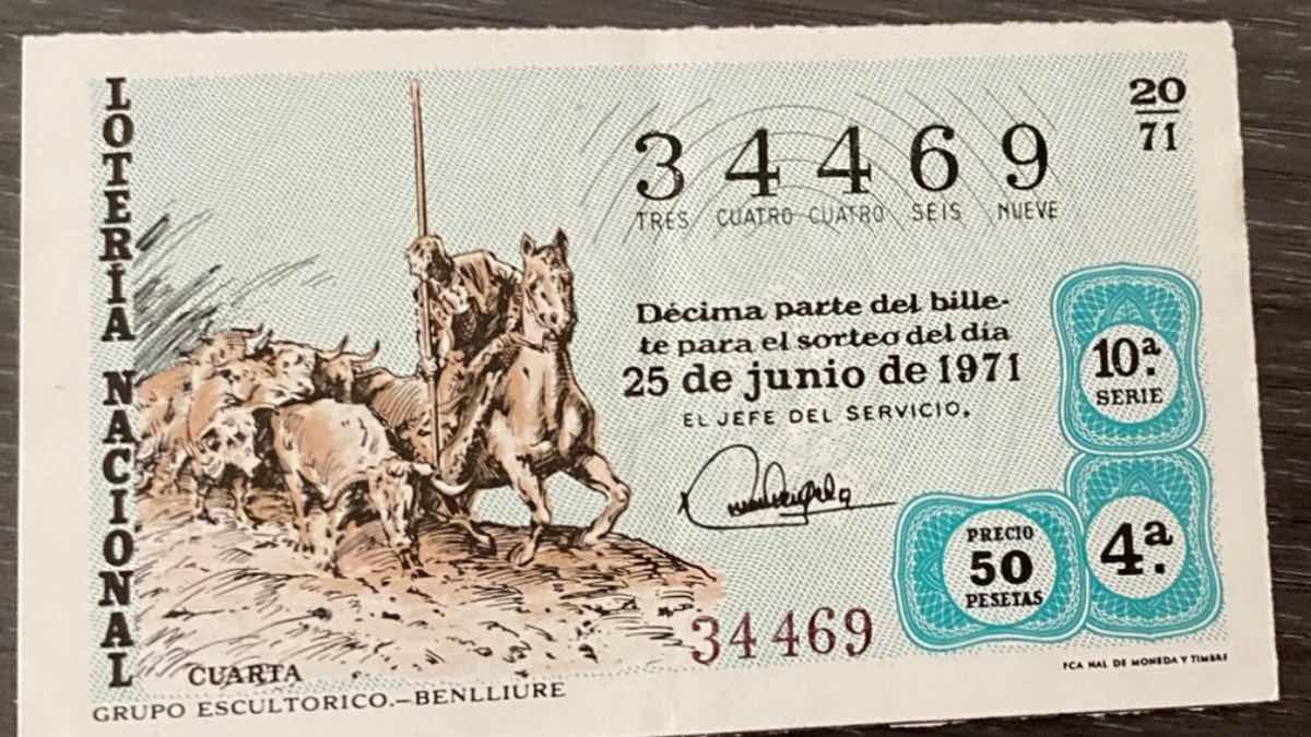 Décimo de Lotería Nacional de 1971