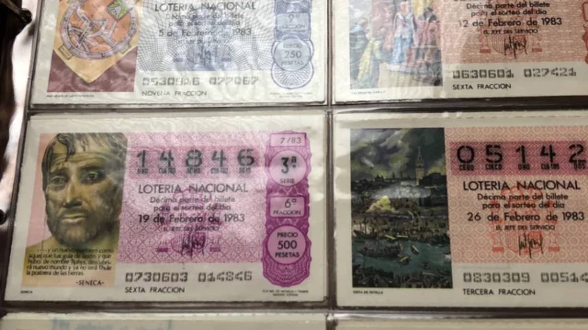 Décimos de Lotería Nacional antiguos, desde 1975 a 1986