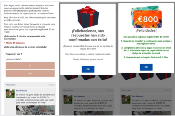 Shein ejemplo estafa en Instagram