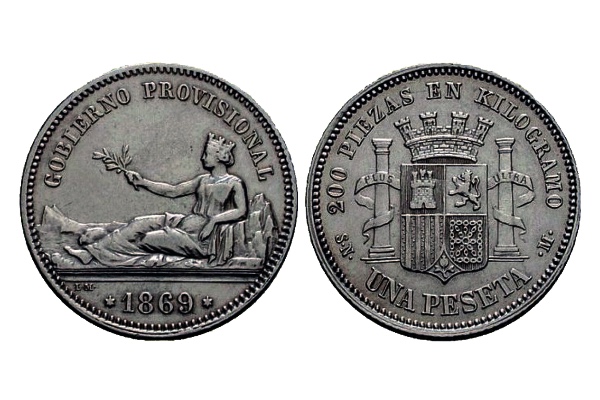 Moneda de 1 peseta de 1869