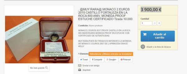 Moneda de 2 euros del Principado de Mónaco a la venta