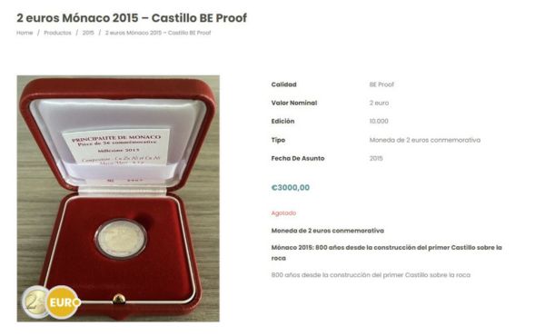 Moneda de 2 euros del Principado de Mónaco a la venta 