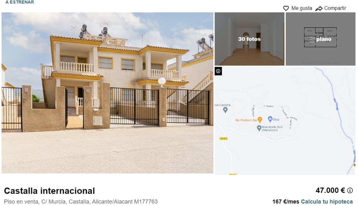 Piso en venta en Castalla (Alicante), por un precio de 47.000 euros 
