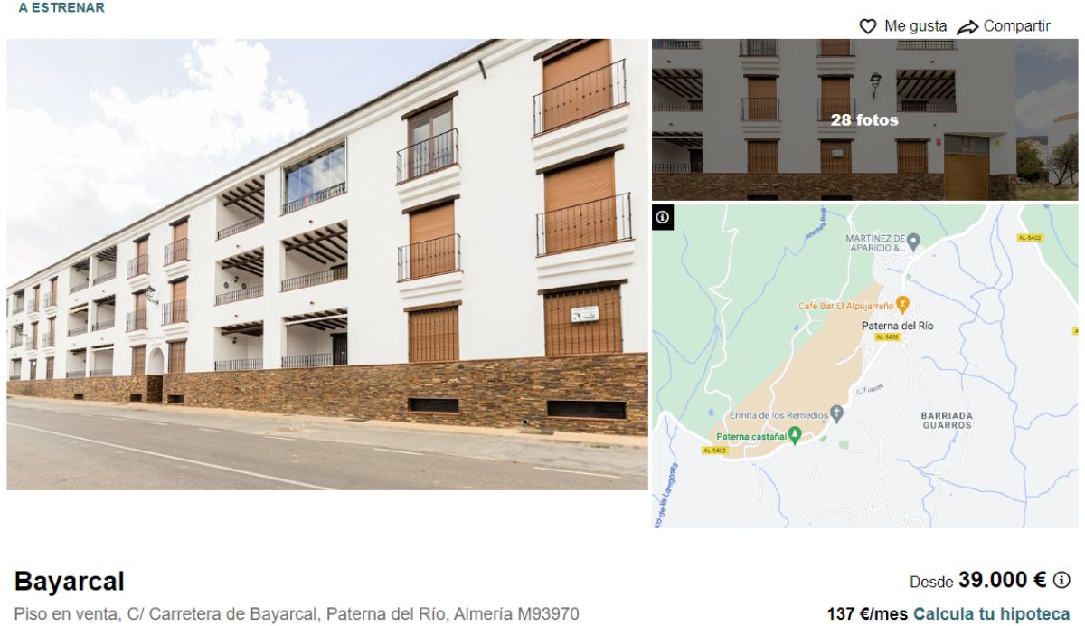 Piso en venta en Paterna del Río (Almería), por un precio de 39.000 euros 