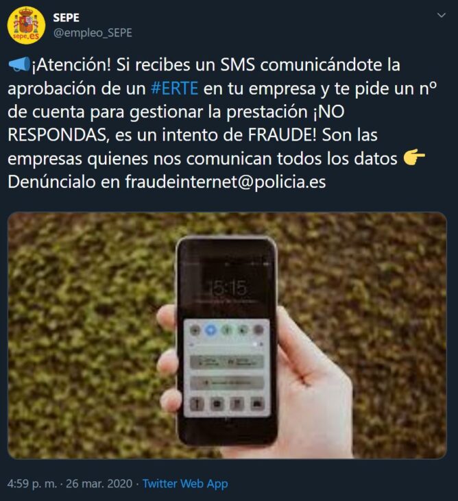 Fraude SMS SEPE