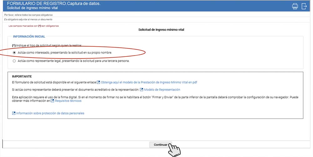 formulario renta mínima vital