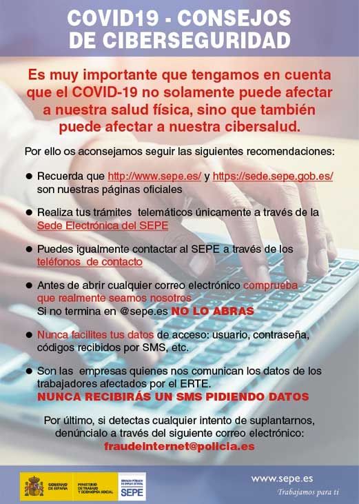 consejos del SEPE para evitar estafas
