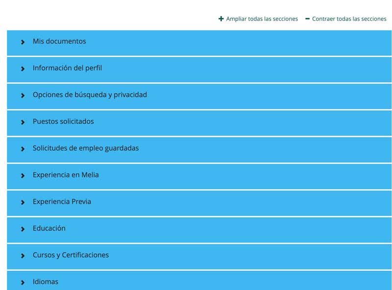 web de Melia con las ofertas de empleo
