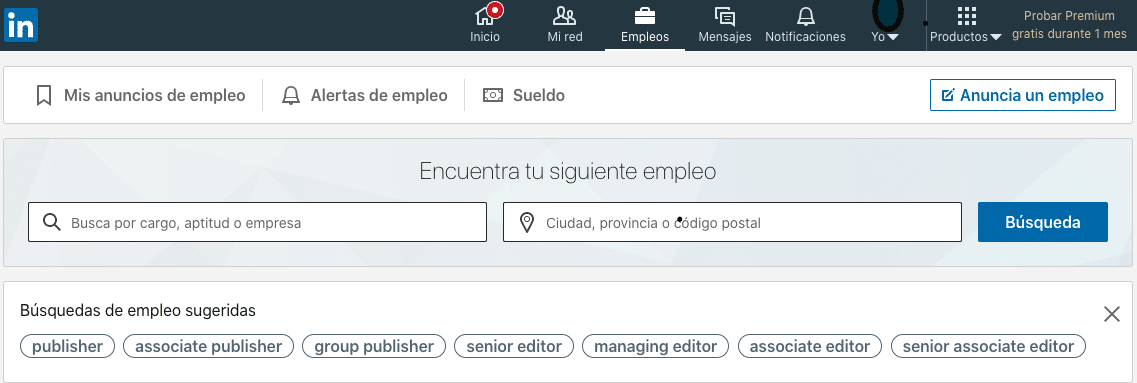 web de linkedin para encontrar empleo