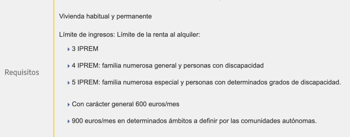 Requisitos ayudas al alquiler de la vivienda