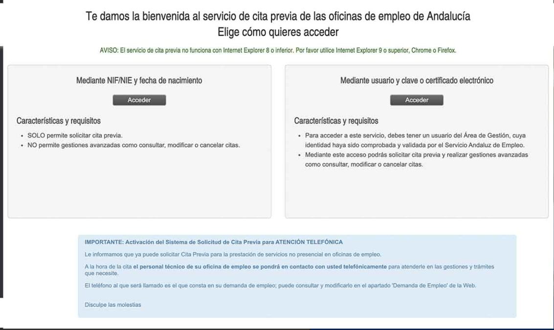 pedir cita al SAE internet