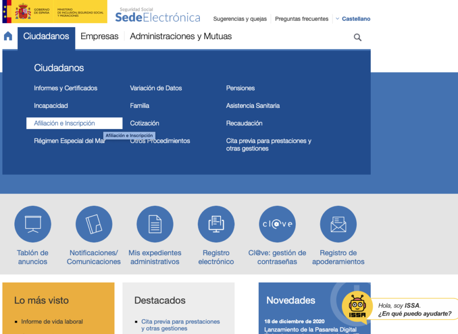 Cambiar datos o número de teléfono en la Seguridad Social: paso 2