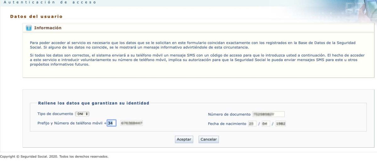 Cambiar datos o número de teléfono en la Seguridad Social: paso 3