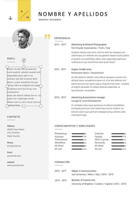 Plantilla Curriculum vitae