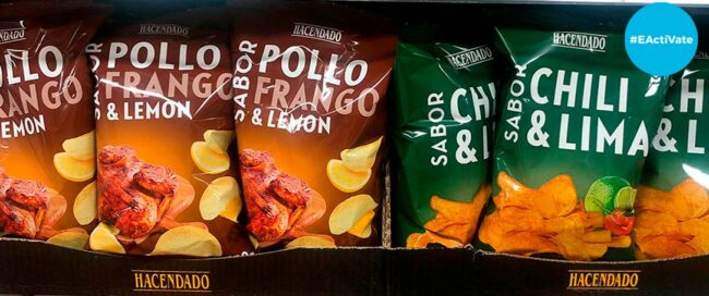 patatas fritas: sabor ''pollo asado al limón' y de ''chili y lima''